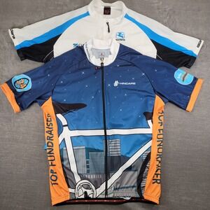 Hincapie Bike MS Lot of 2 Full‎ Zip Cycling Jersey Mens 2XL Blue Orange White